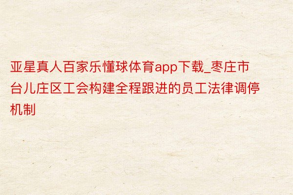 亚星真人百家乐懂球体育app下载_枣庄市台儿庄区工会构建全程跟进的员工法律调停机制